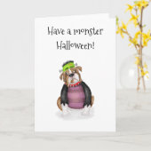 Frankenstein's Monster bulldog Halloween kaart (Gele Bloem)