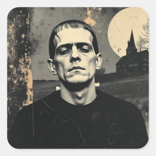 Frankensteins Monster Halloween Vierkante Sticker (Voorkant)