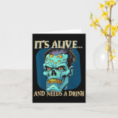 Frankensteins Monster Het Leeft En Heeft Eén Drank Kaart (Gele Bloem)
