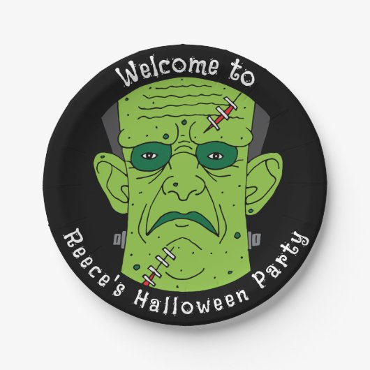 Frankensteins Monster Kinder Halloween Party Papieren Bordje (Voorkant)