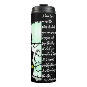 Frankenstein's monster, Shelley Love & Rage Quote Thermosbeker