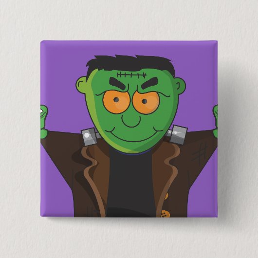 Frankensteins Monster Vierkante Button 5,1 Cm (Voorkant)