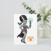 Frankensteins vrouw Cartoon Briefkaart (Staand voorkant)
