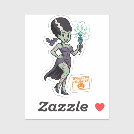 Frankensteins vrouw Cartoon Sticker (Vel)