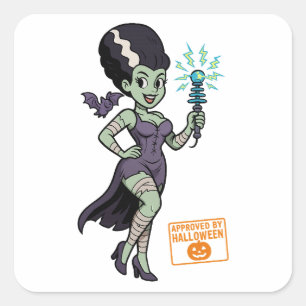 Frankensteins vrouw Cartoon Vierkante Sticker