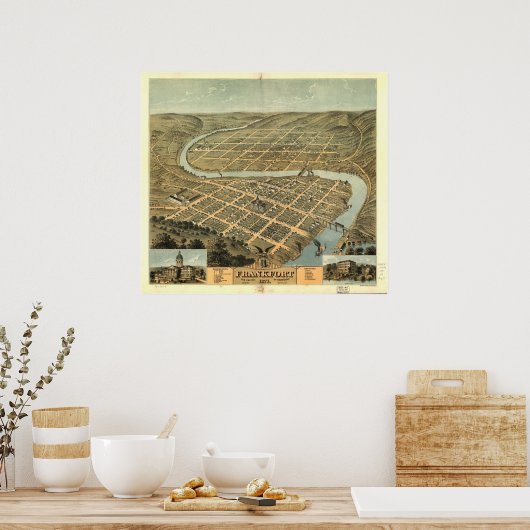Frankfort Kentucky 1871 Panorama Map Poster (Keuken)