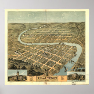 Frankfort Kentucky 1871 Panorama Map Poster