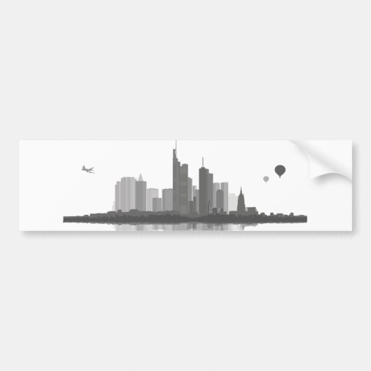 Frankfurt am Main Skyline Aufkleber Bumpersticker (Voorkant)