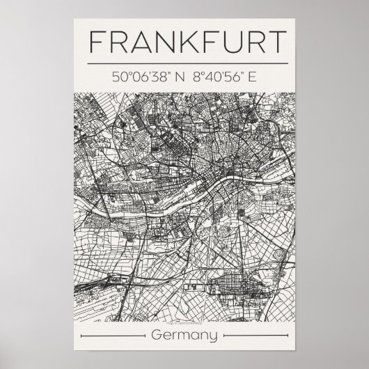 Frankfurt City Map Poster Modern Minimal Urban Art (Voorkant)