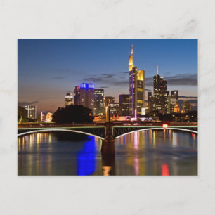 Frankfurt - Cityscape bij nacht briefkaart