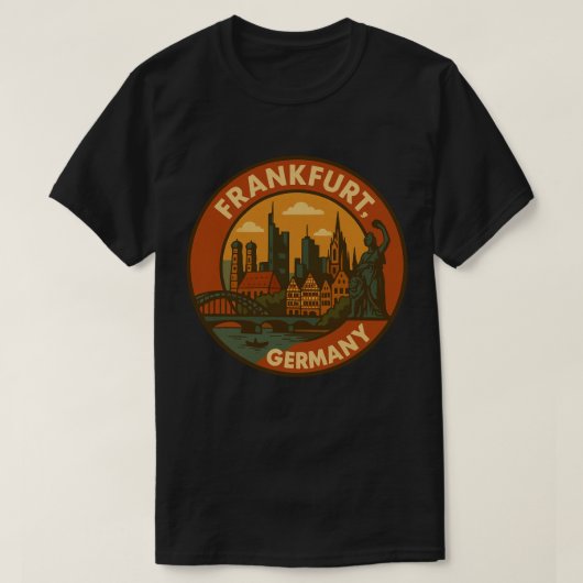 Frankfurt Duitse Skyline T-shirt (Design voorkant)