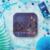 Frankfurt Duitsland bij nacht Papieren Bordje (Feest)