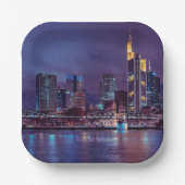 Frankfurt Duitsland bij nacht Papieren Bordje (Voorkant)