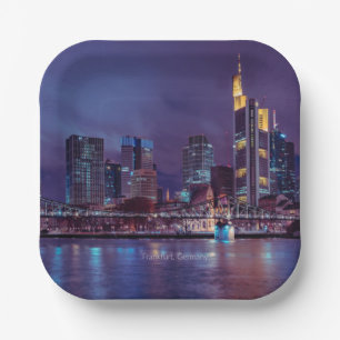 Frankfurt Duitsland bij nacht Papieren Bordje