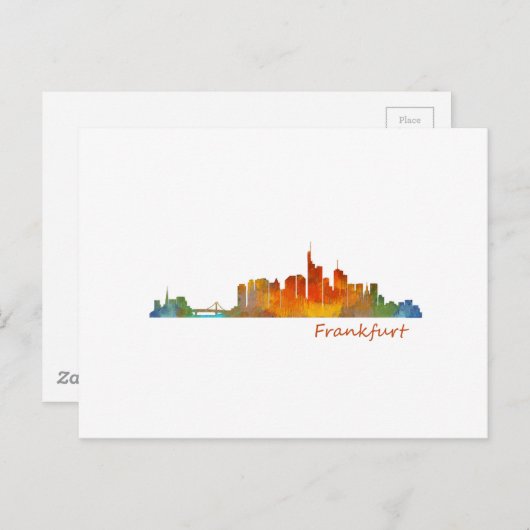 Frankfurt Duitsland City Waterverf Skyline Hq v1 Briefkaart (Voorkant / Achterkant)
