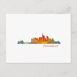 Frankfurt Duitsland City Waterverf Skyline Hq v1 Briefkaart