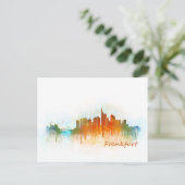 Frankfurt Duitsland City Waterverf Skyline Hq v3 Briefkaart (Staand voorkant)