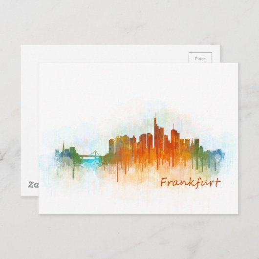 Frankfurt Duitsland City Waterverf Skyline Hq v3 Briefkaart (Voorkant / Achterkant)