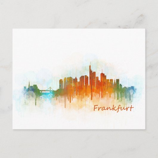 Frankfurt Duitsland City Waterverf Skyline Hq v3 Briefkaart (Voorkant)