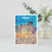 Frankfurt Duitsland Famous Travel Waterverf Sketch Briefkaart (Staand voorkant)