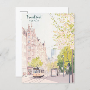 Frankfurt Duitsland Gouache Kunstillustratie Reize Briefkaart