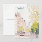Frankfurt Duitsland Gouache Kunstillustratie Reize Briefkaart (Voorkant / Achterkant)