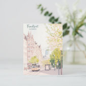 Frankfurt Duitsland Gouache Kunstillustratie Reize Briefkaart (Staand voorkant)