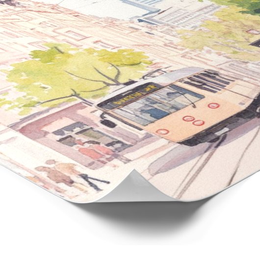 Frankfurt Duitsland Gouache Kunstillustratie Reize Poster (Hoek)