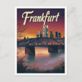 Frankfurt Duitsland Kunst Vintage Reizen Illustrat Briefkaart (Voorkant)