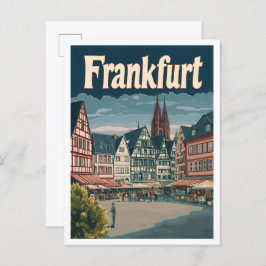 Frankfurt Duitsland Kunst Vintage Reizen Illustrat Briefkaart