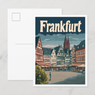 Frankfurt Duitsland Kunst Vintage Reizen Illustrat Briefkaart