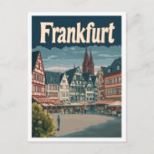 Frankfurt Duitsland Kunst Vintage Reizen Illustrat Briefkaart (Voorkant)