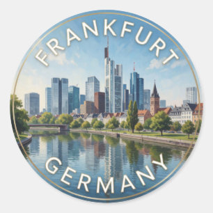 Frankfurt Duitsland Main-rivier Silhouette   Ronde Sticker