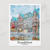 Frankfurt Duitsland Reizen Waterverf Hand getekend Briefkaart (Voorkant)