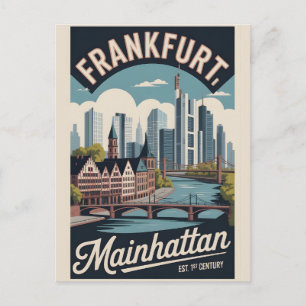 Frankfurt Duitsland Retro Silhouette Stadslandscha Briefkaart