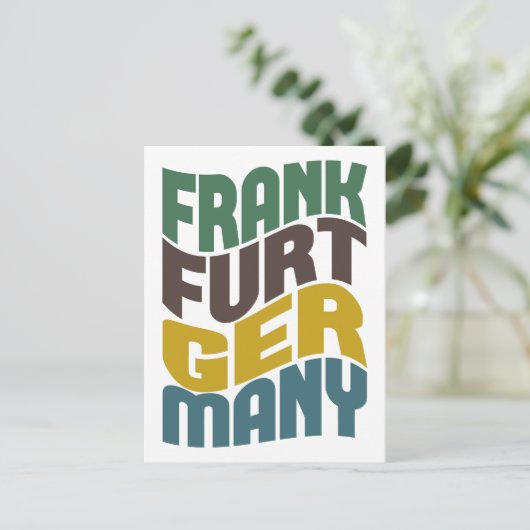 Frankfurt Duitsland Retro Wave Briefkaart (Staand voorkant)