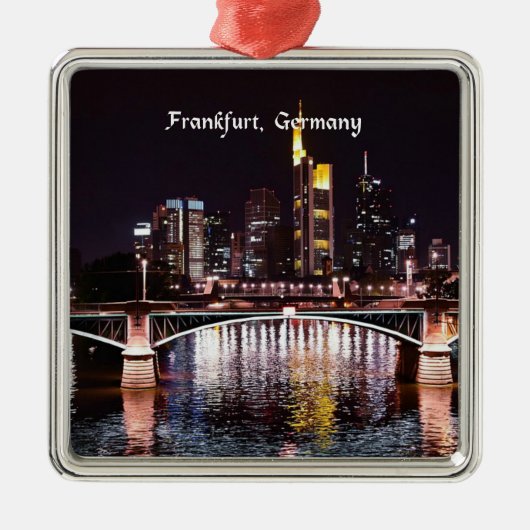 Frankfurt, Duitsland 's nachts Metalen Ornament (Voorkant)