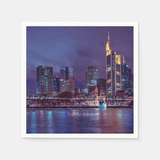 Frankfurt Duitsland 's nachts  Servet (Voorkant)