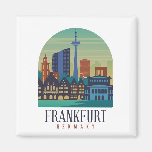 Frankfurt Duitsland Skyline Architectuur Magneet (Voorkant)