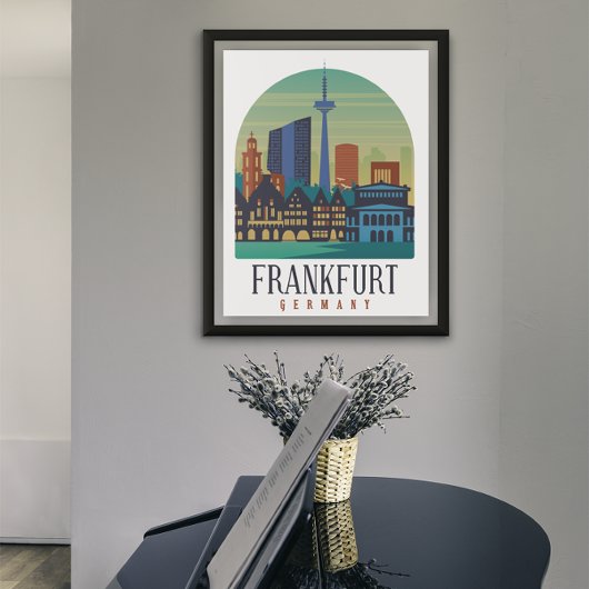 Frankfurt Duitsland Skyline Architectuur Poster