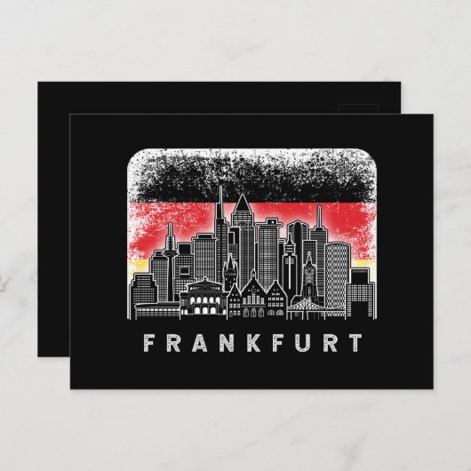Frankfurt Duitsland Skyline  Duitse vlag Briefkaart (Voorkant / Achterkant)