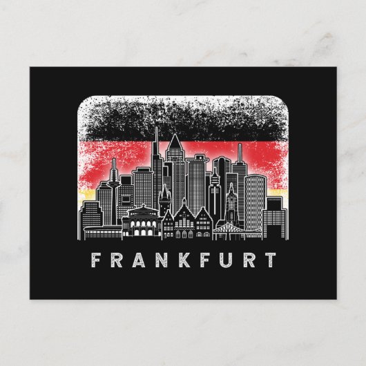 Frankfurt Duitsland Skyline  Duitse vlag Briefkaart (Voorkant)