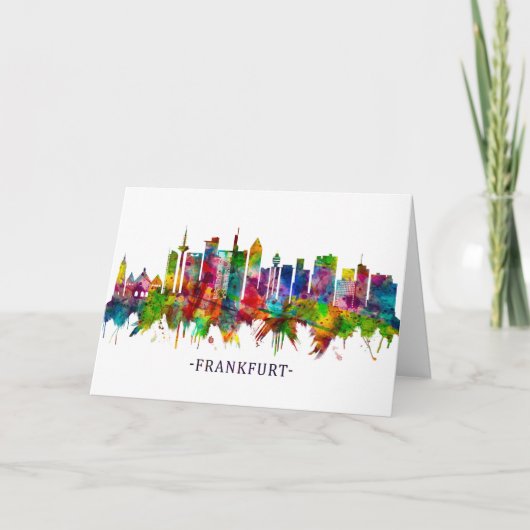 Frankfurt Duitsland Skyline Feestdagen Kaart (Voorkant)