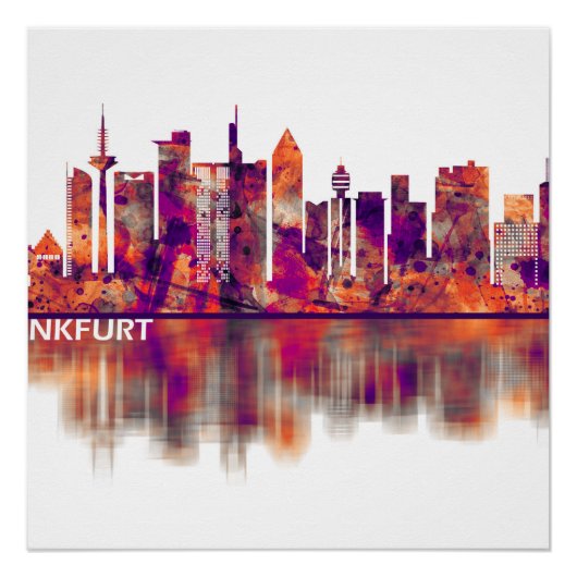 Frankfurt Duitsland Skyline Perfect Poster (Voorkant)