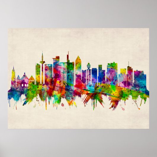 Frankfurt Duitsland Skyline Poster (Voorkant)
