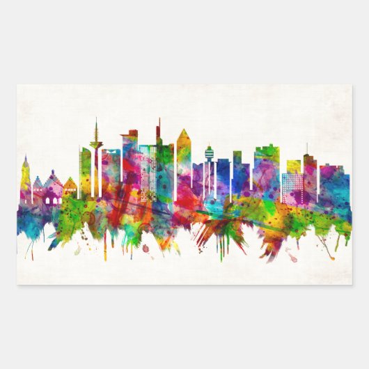 Frankfurt Duitsland Skyline Rechthoekige Sticker (Voorkant)