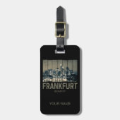 Frankfurt Duitsland Skyline Retro Souvenir Bagagelabel (Voorkant verticaal)