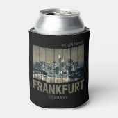 Frankfurt Duitsland Skyline Retro  Souvenir Blikjeskoeler (Blikje Voorkant)