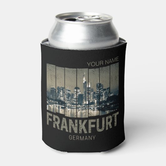 Frankfurt Duitsland Skyline Retro  Souvenir Blikjeskoeler (Blikje Voorkant)