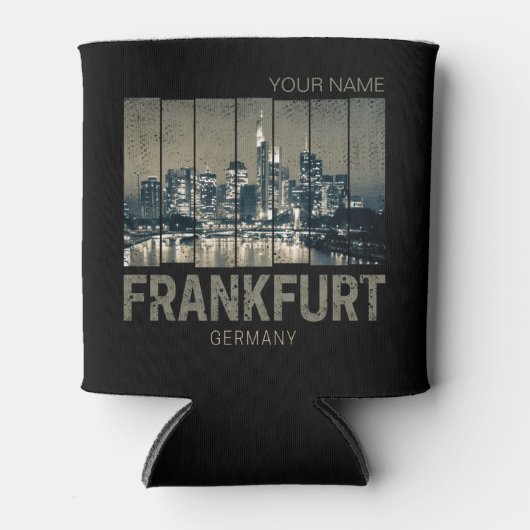 Frankfurt Duitsland Skyline Retro  Souvenir Blikjeskoeler (Voorkant)